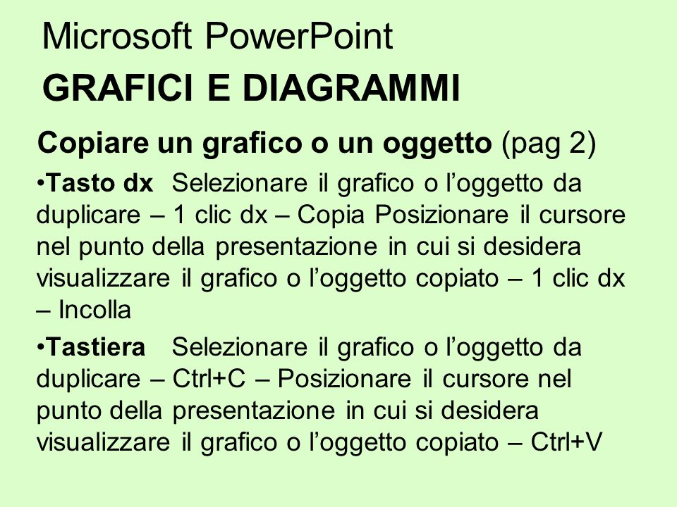 Microsoft PowerPoint GRAFICI E DIAGRAMMI