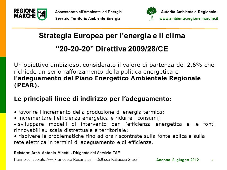 Strategia Europea per l’energia e il clima Direttiva 2009/28/CE