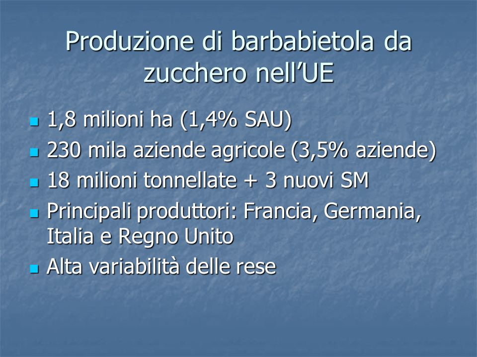 Produzione di barbabietola da zucchero nell’UE