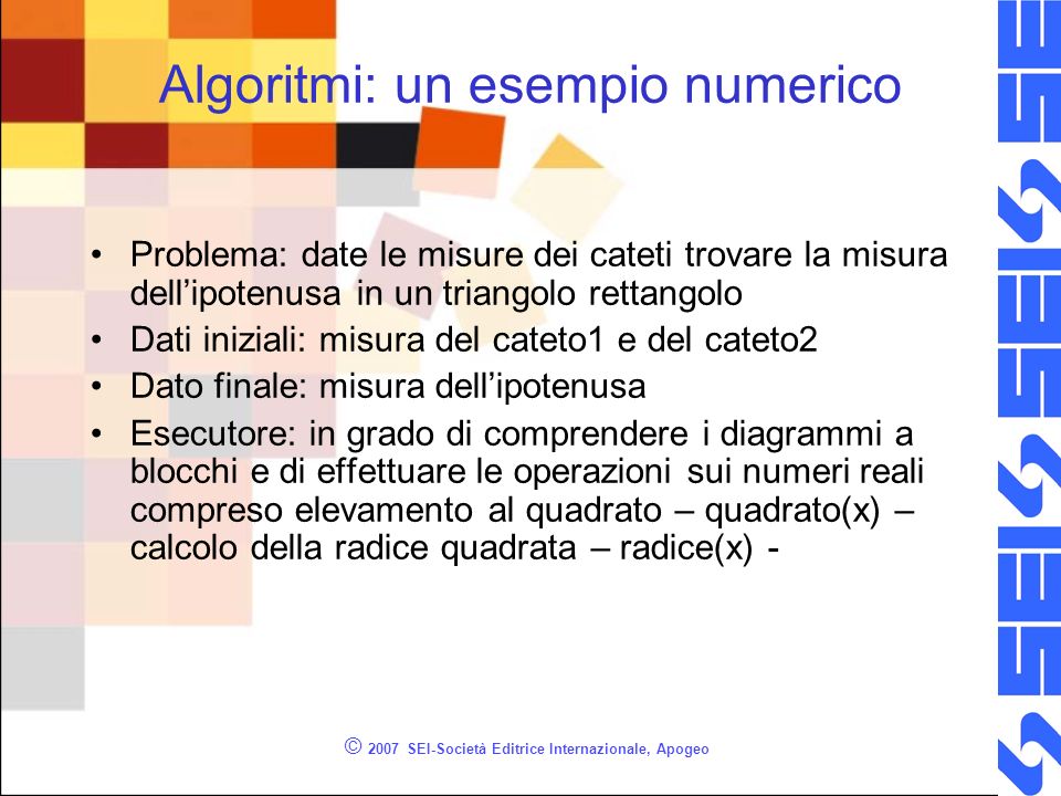 Algoritmi: un esempio numerico