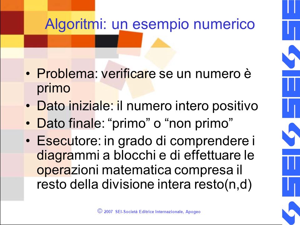 Algoritmi: un esempio numerico
