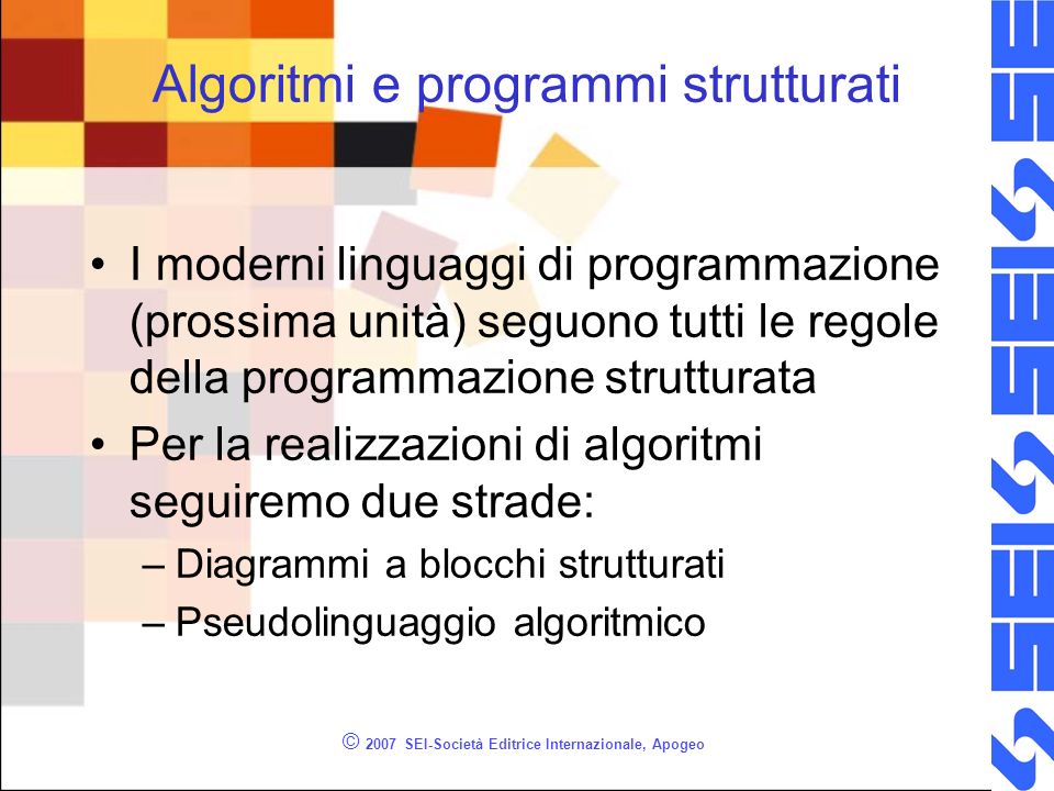 Algoritmi e programmi strutturati