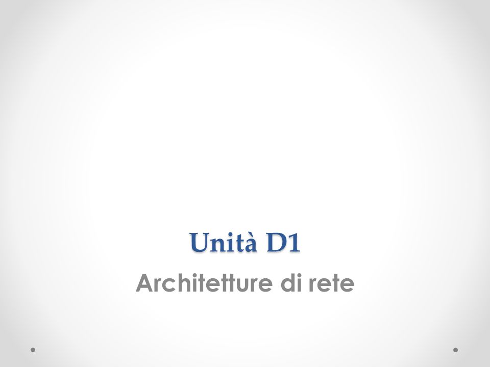Unità D1 Architetture di rete