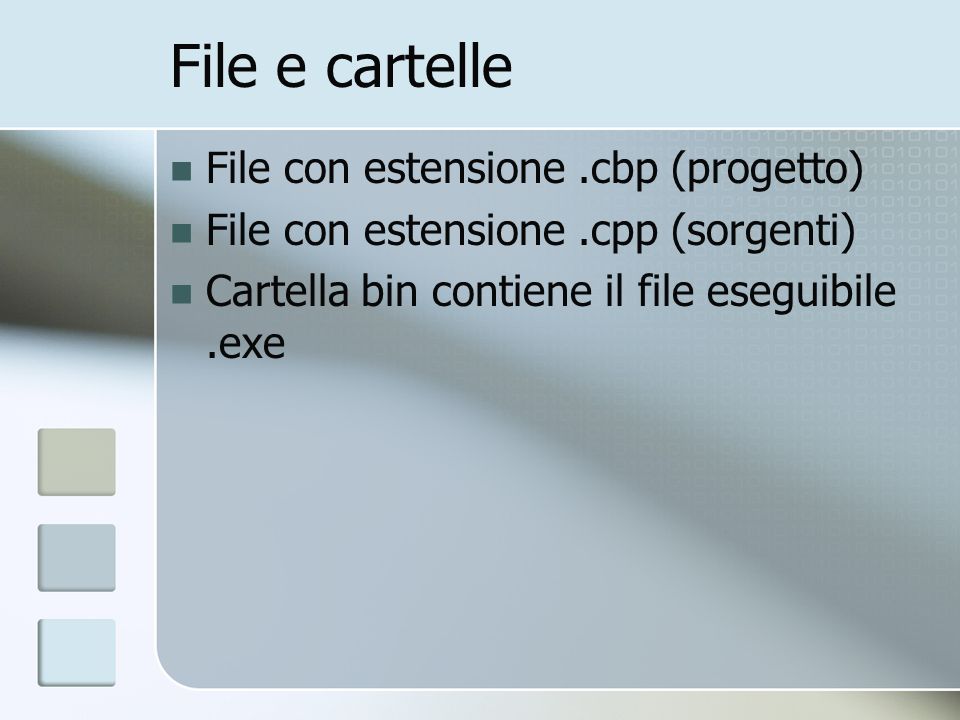 File e cartelle File con estensione .cbp (progetto)