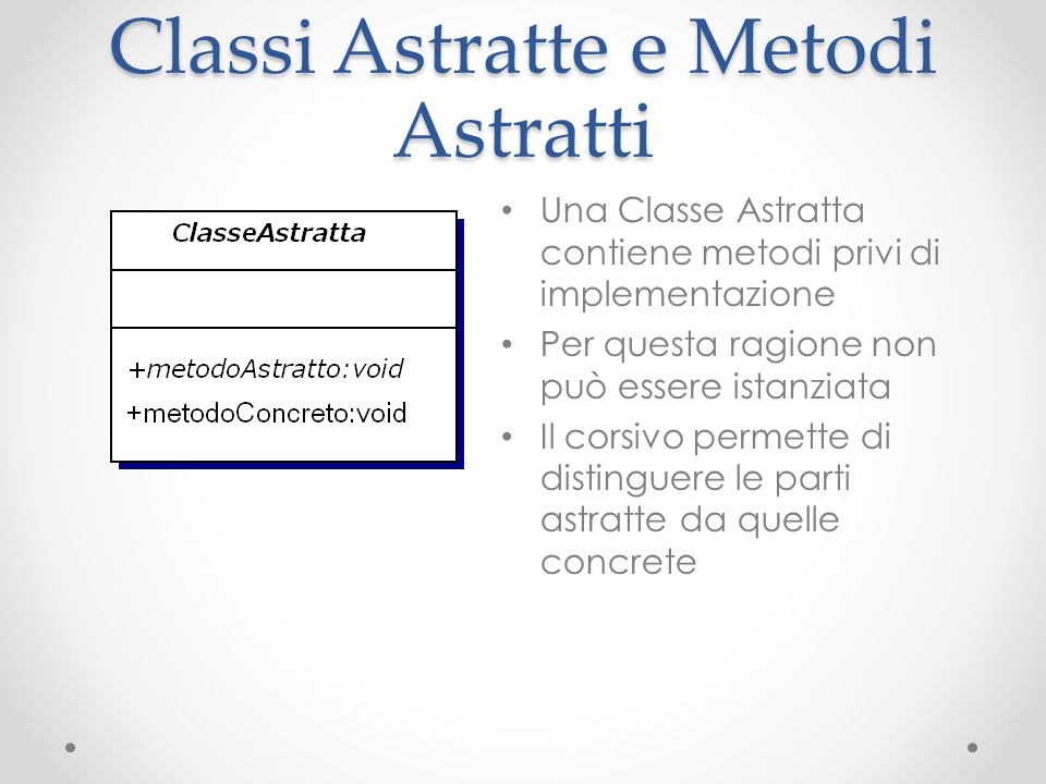 Classi Astratte e Metodi Astratti