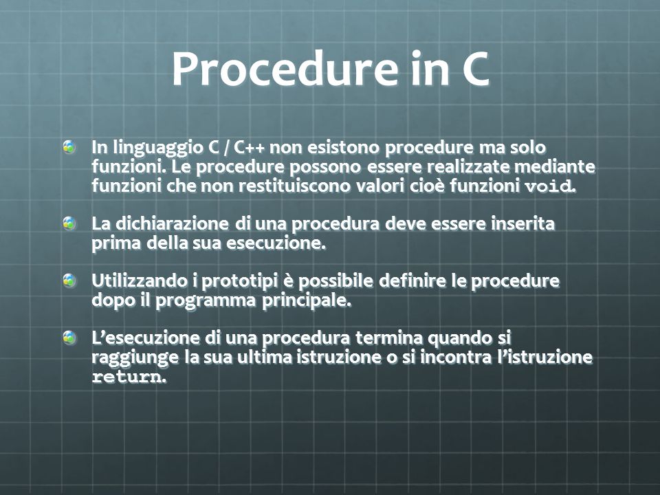 Procedure in C