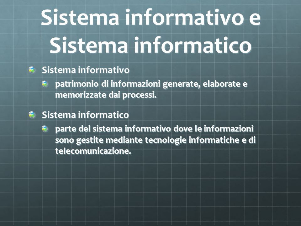 Sistema informativo e Sistema informatico