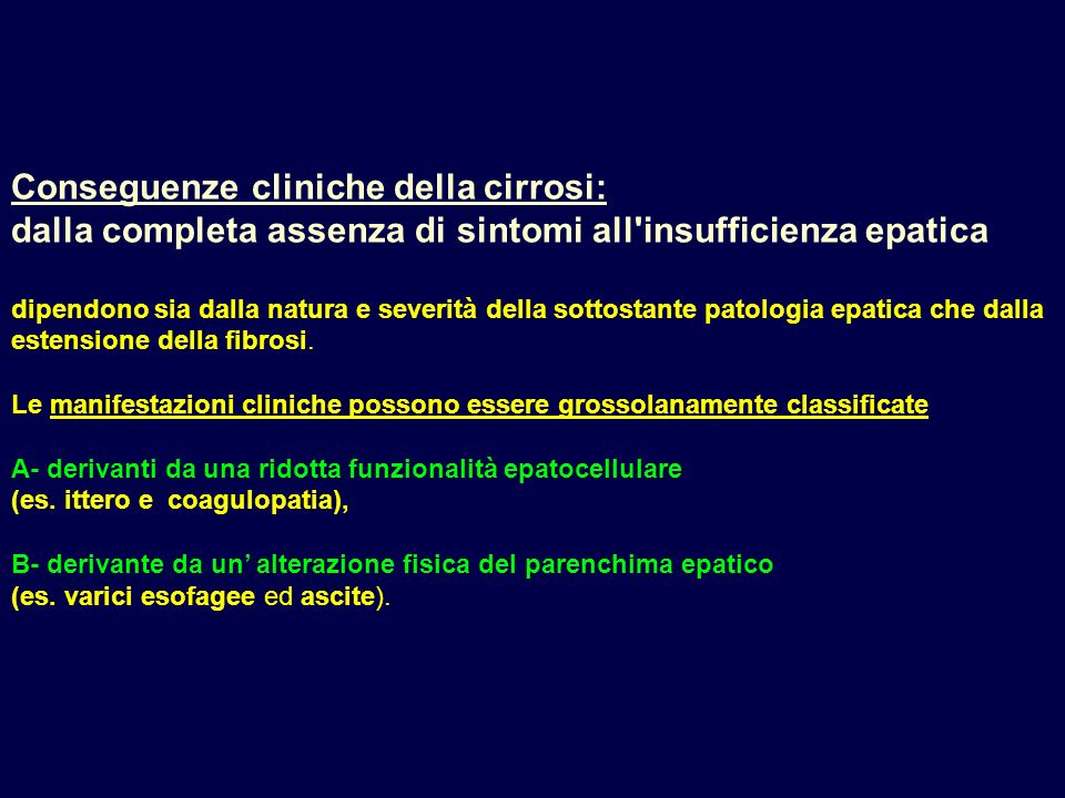 Conseguenze cliniche della cirrosi: