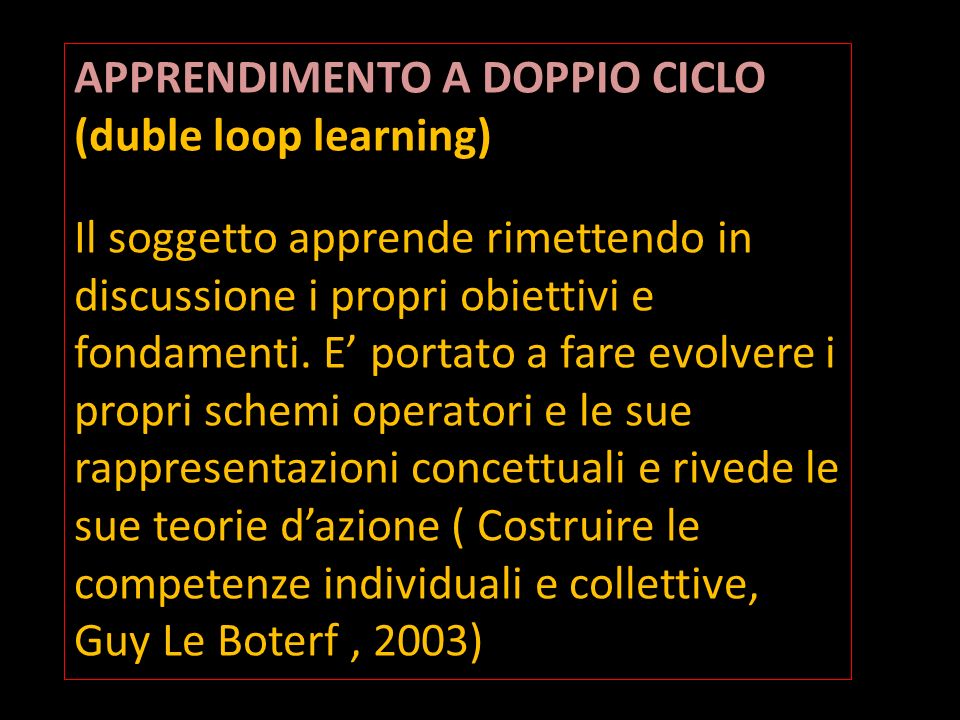 APPRENDIMENTO A DOPPIO CICLO (duble loop learning)