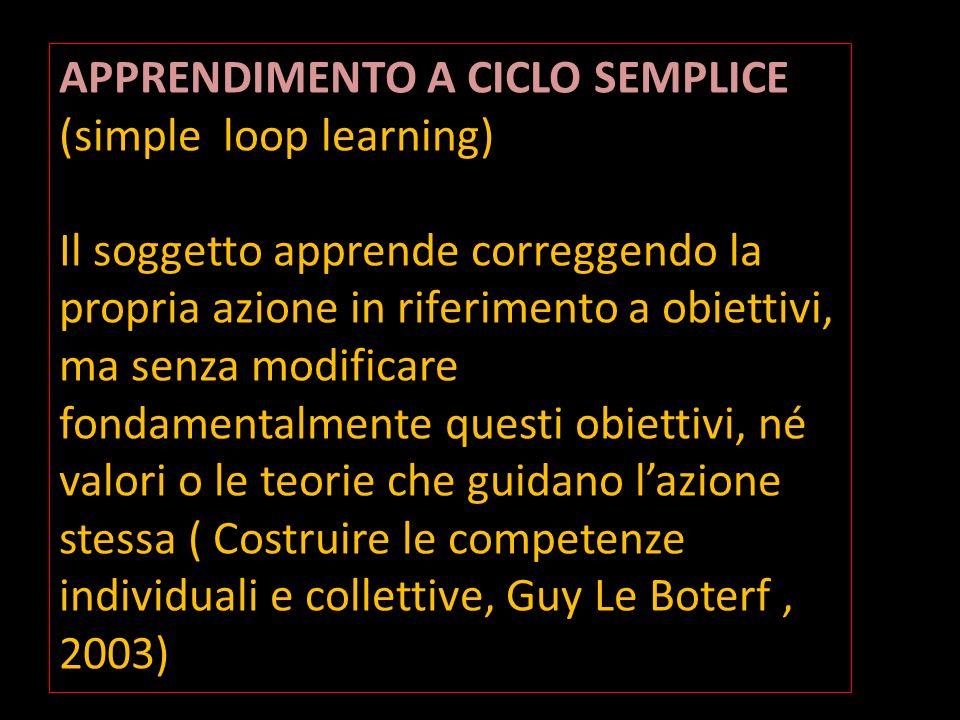 APPRENDIMENTO A CICLO SEMPLICE (simple loop learning)