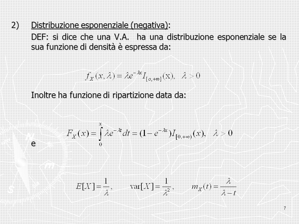 2) Distribuzione esponenziale (negativa):