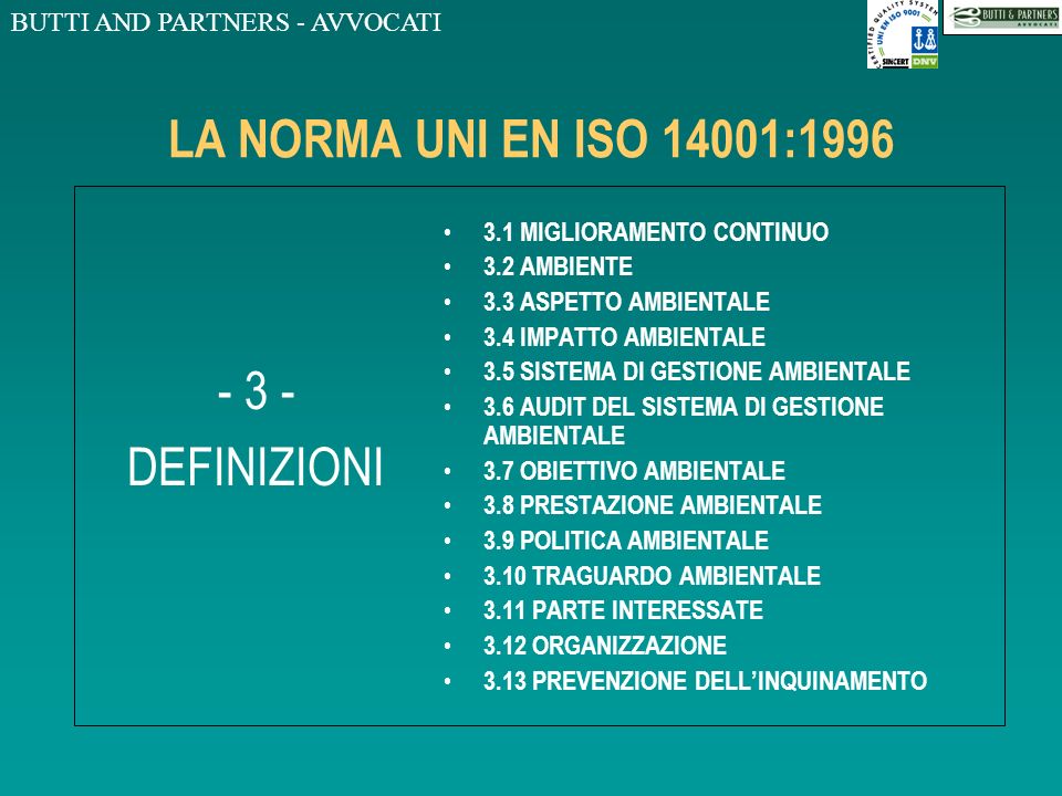 LA NORMA UNI EN ISO 14001: DEFINIZIONI