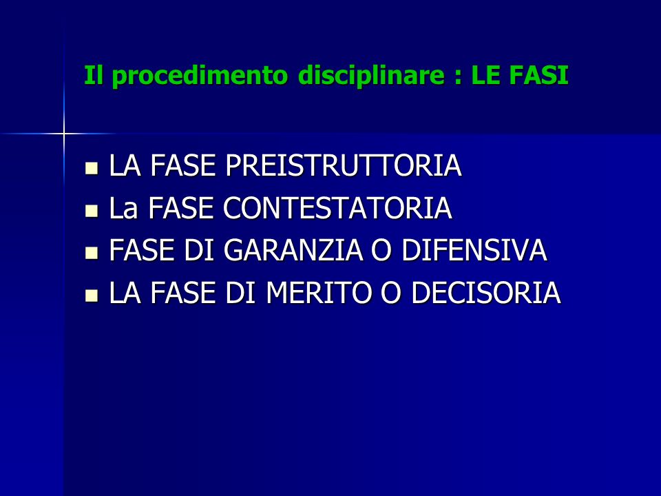 Il procedimento disciplinare : LE FASI