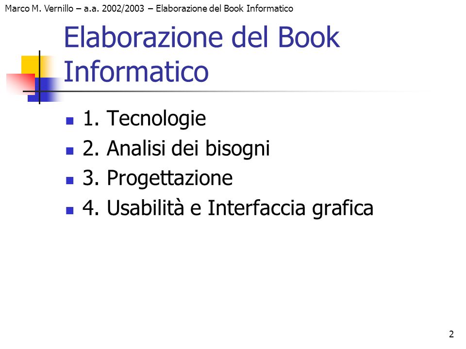 Elaborazione del Book Informatico