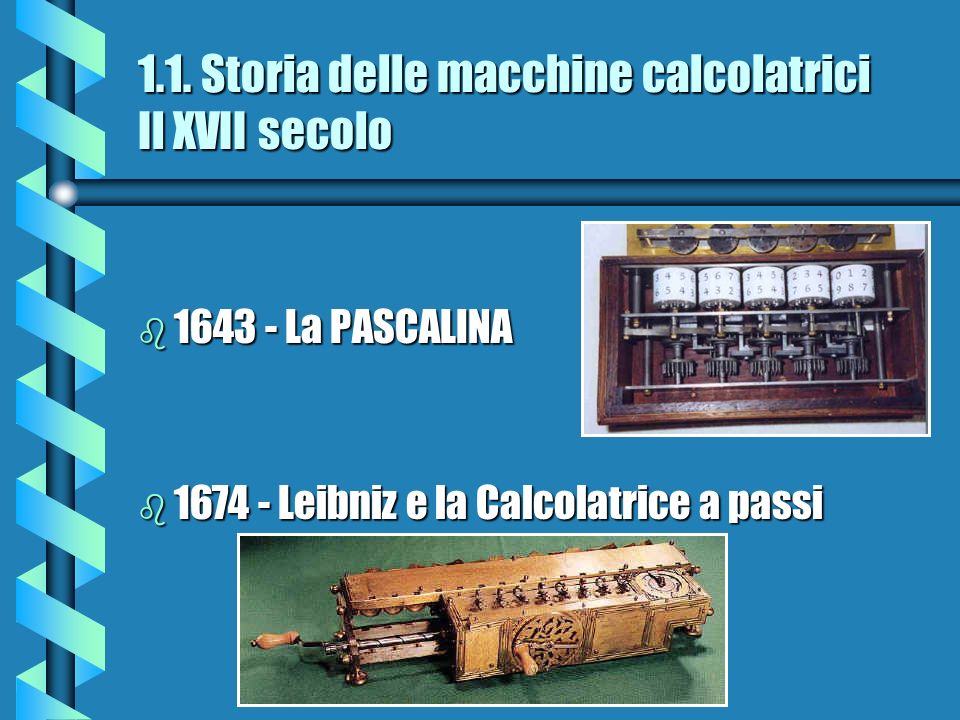 1.1. Storia delle macchine calcolatrici Il XVII secolo