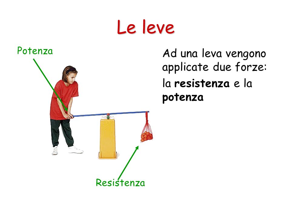 Le leve Ad una leva vengono applicate due forze: