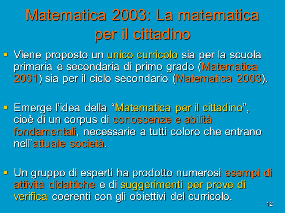 Matematica 2003: La matematica per il cittadino