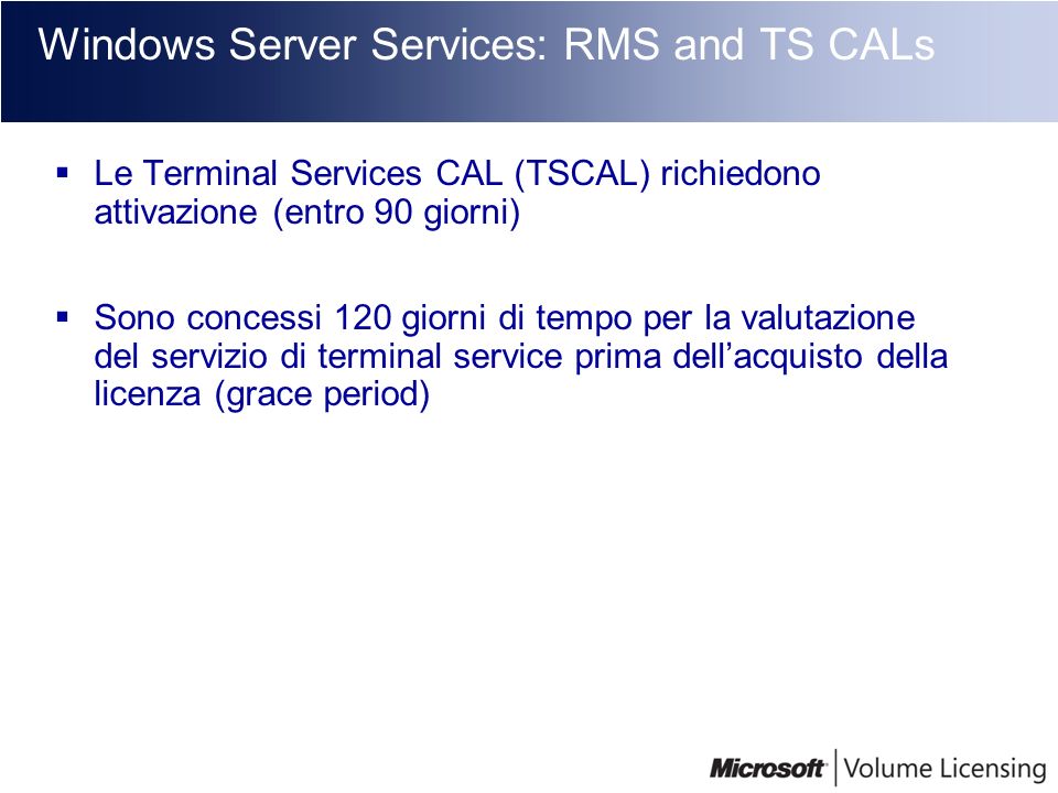 Windows Server Services: RMS and TS CALs