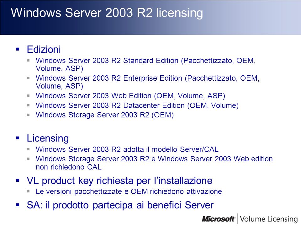 Windows Server 2003 R2 licensing