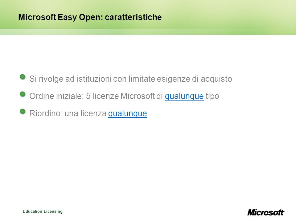 Microsoft Easy Open: caratteristiche