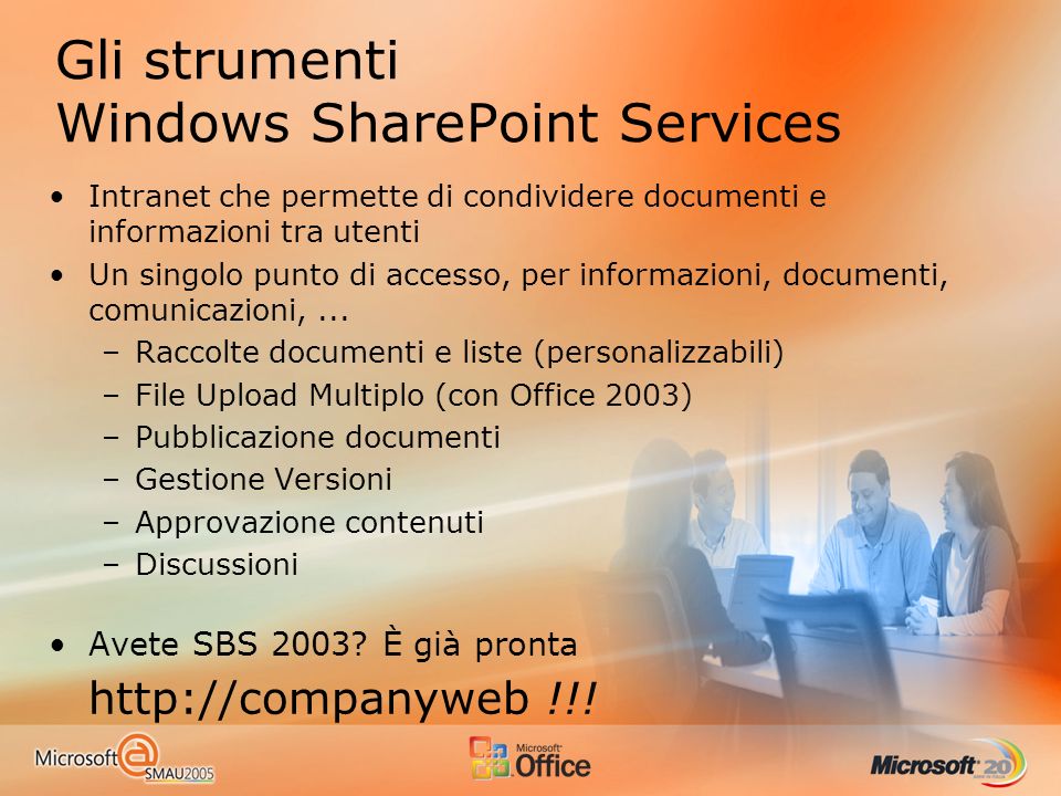 Gli strumenti Windows SharePoint Services