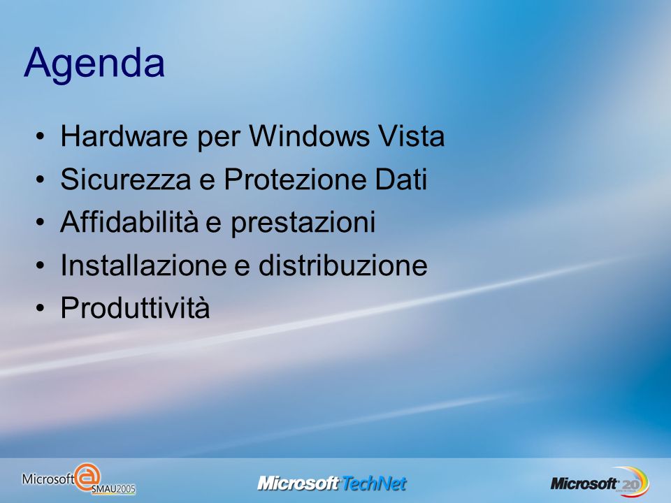 Agenda Hardware per Windows Vista Sicurezza e Protezione Dati