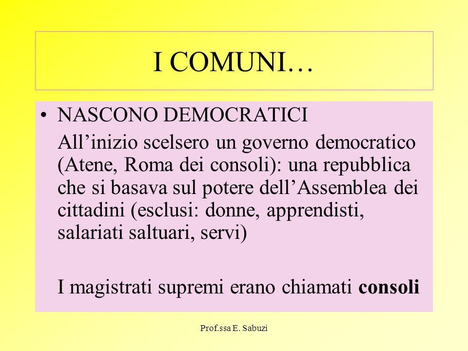 I COMUNI… NASCONO DEMOCRATICI
