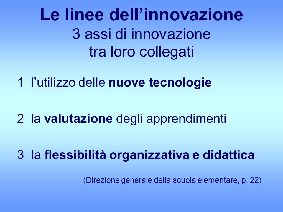 Le linee dell’innovazione 3 assi di innovazione tra loro collegati
