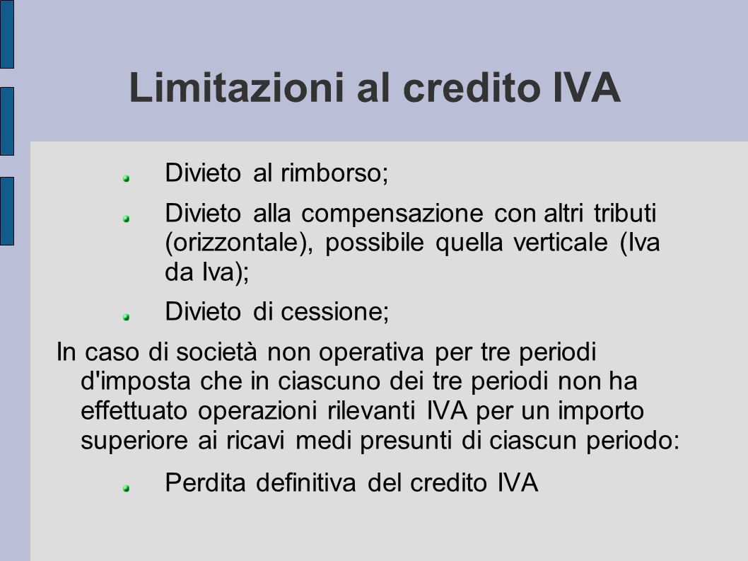 Limitazioni al credito IVA