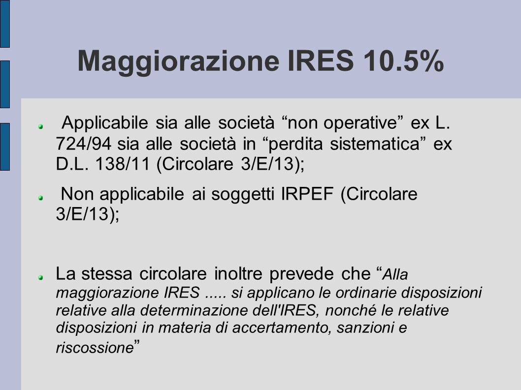Maggiorazione IRES 10.5%