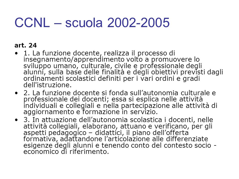 CCNL – scuola art. 24.