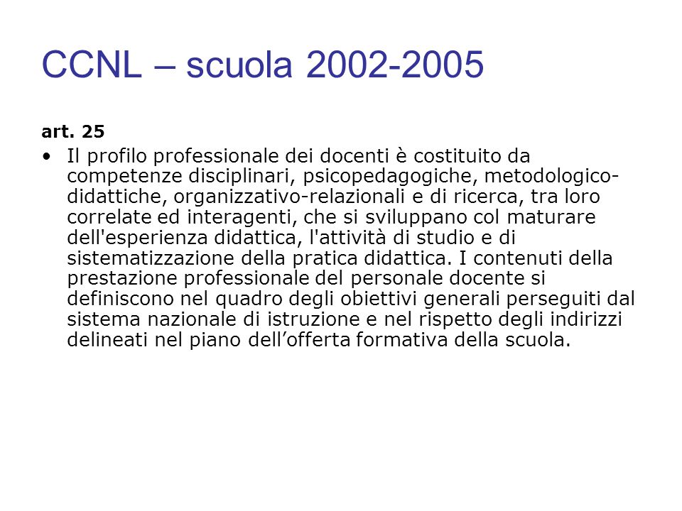 CCNL – scuola art. 25.