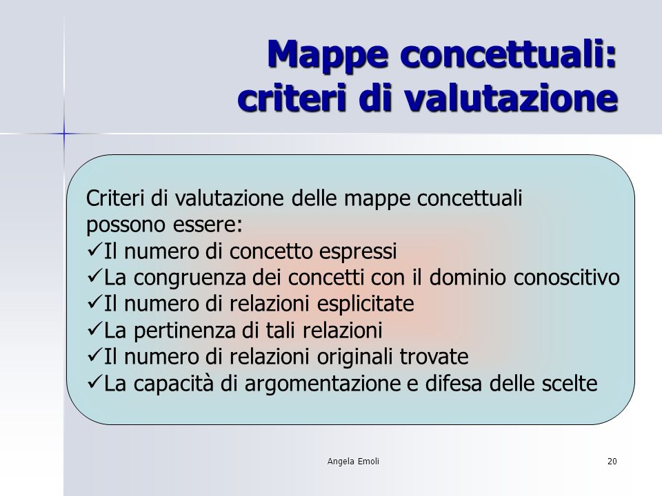 Mappe concettuali: criteri di valutazione