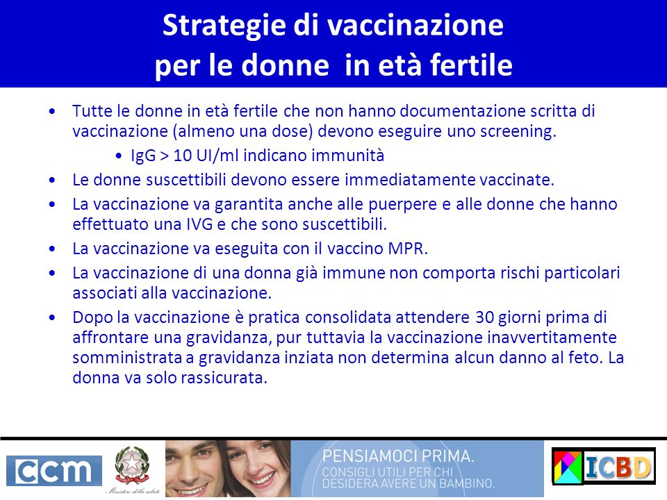 Strategie di vaccinazione per le donne in età fertile
