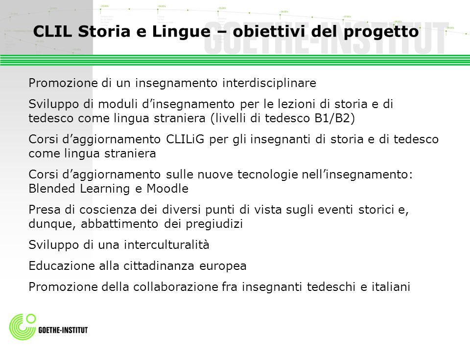 CLIL Storia e Lingue – obiettivi del progetto