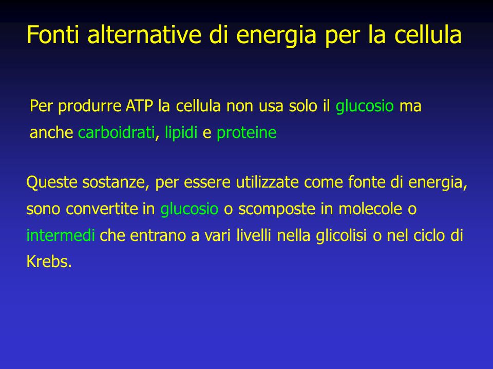 Fonti alternative di energia per la cellula