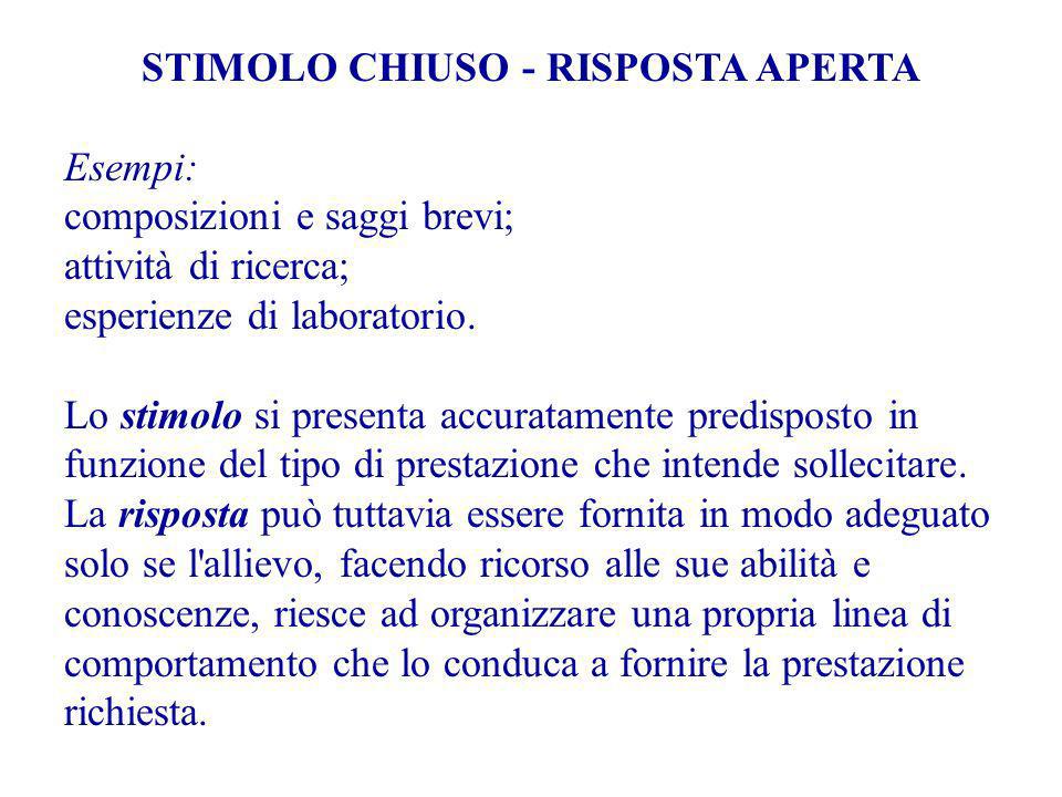 STIMOLO CHIUSO - RISPOSTA APERTA