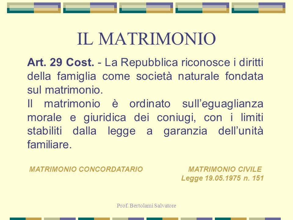 MATRIMONIO CONCORDATARIO MATRIMONIO CIVILE