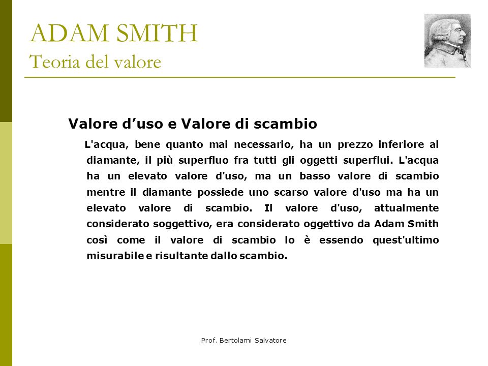 ADAM SMITH Teoria del valore