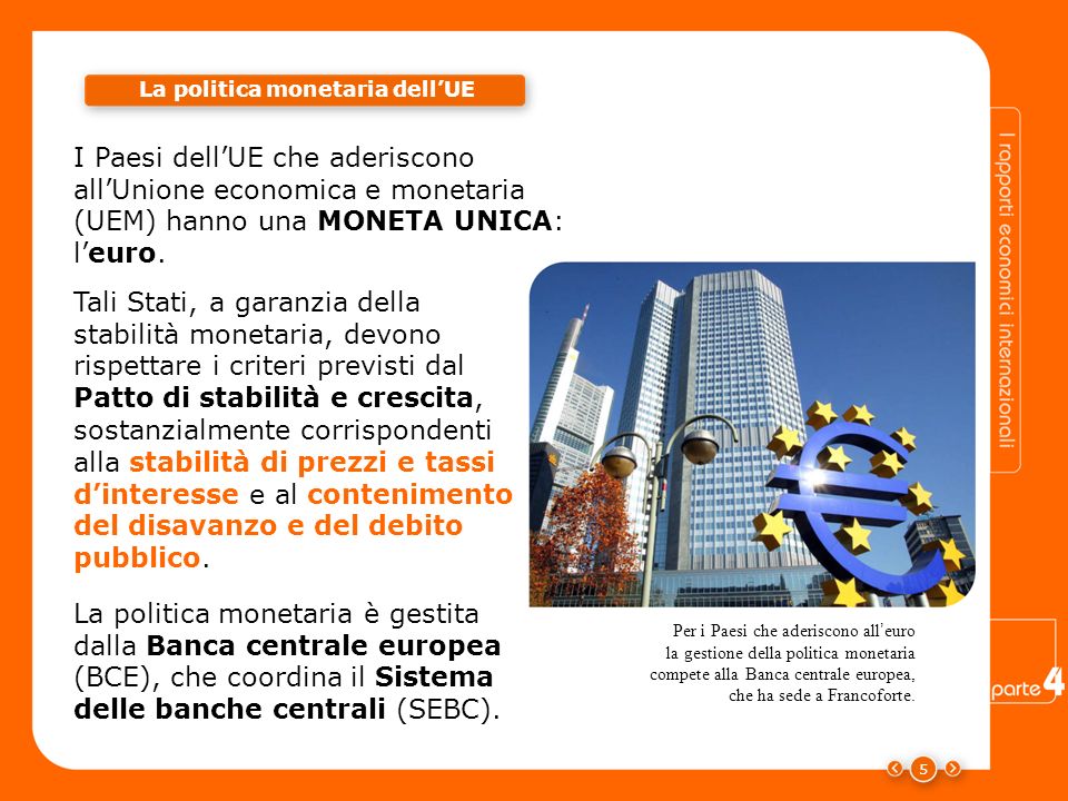La politica monetaria dell’UE Criteri di stabilità monetaria