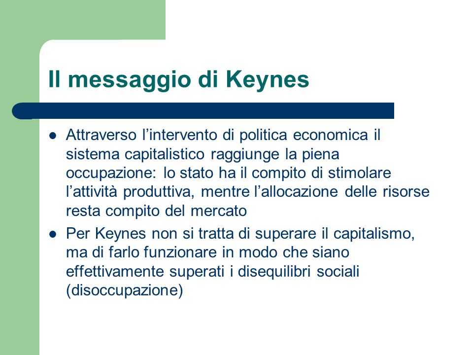 Il messaggio di Keynes