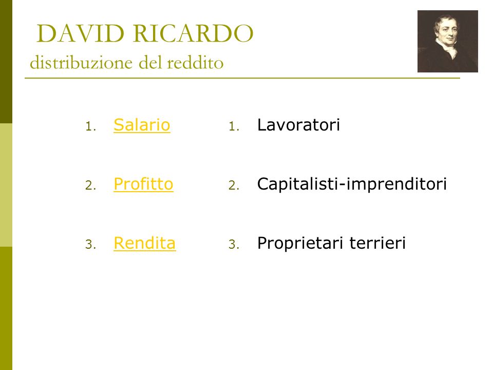 DAVID RICARDO distribuzione del reddito
