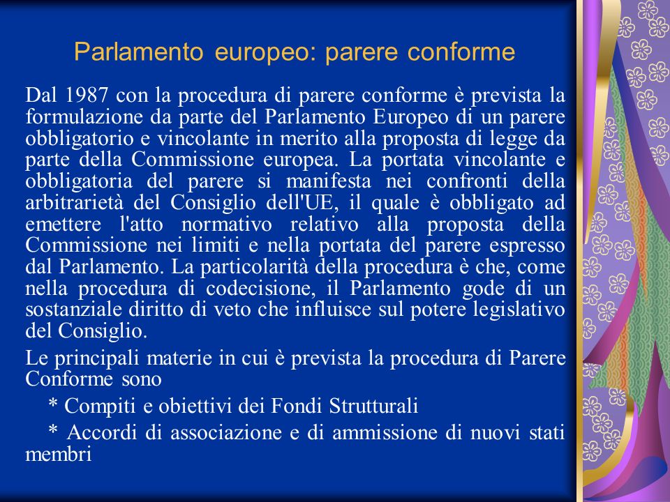 Parlamento europeo: parere conforme