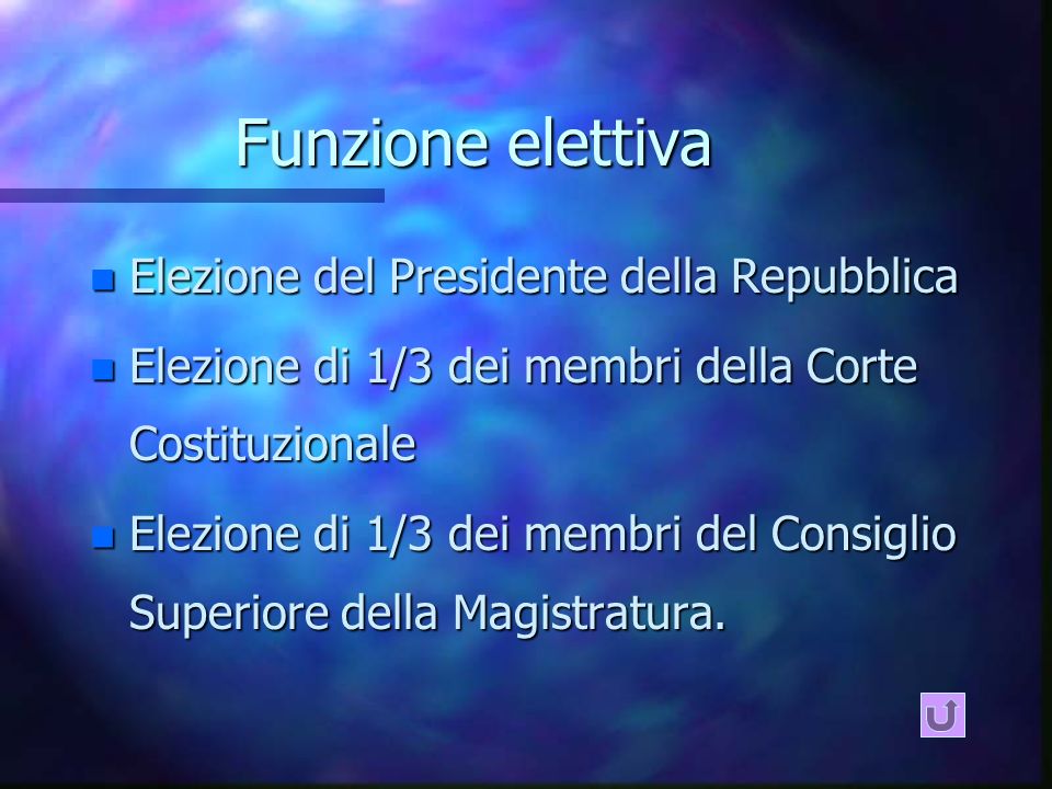 Funzione elettiva Elezione del Presidente della Repubblica