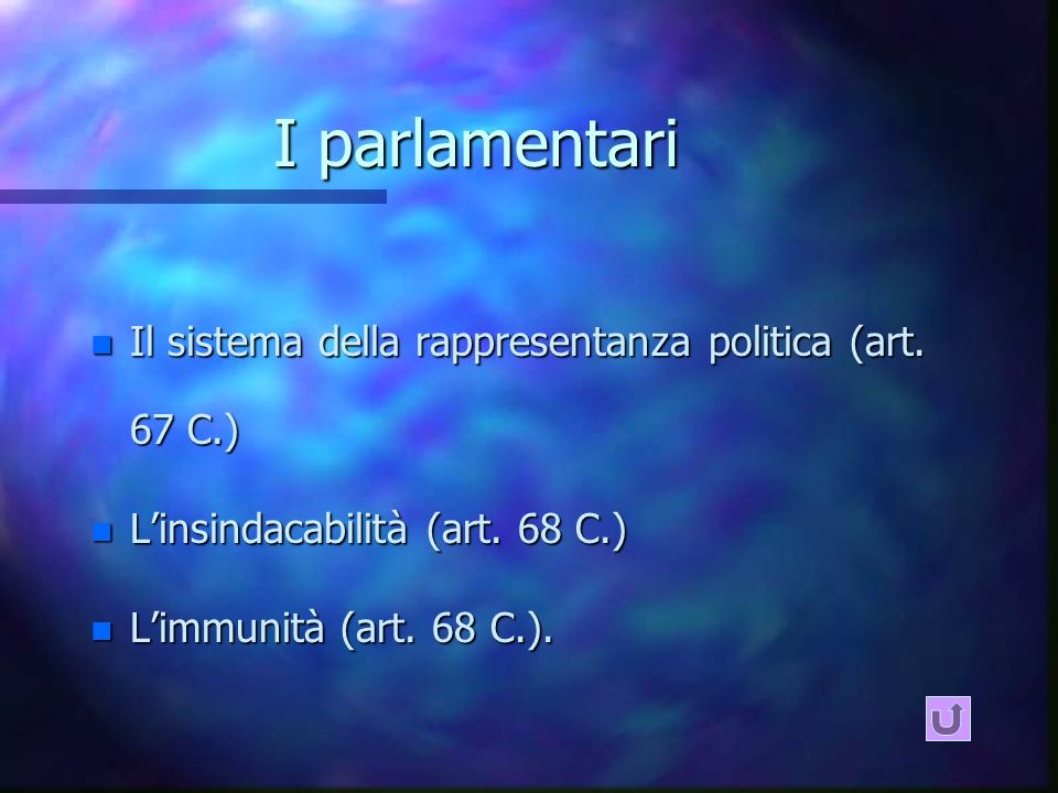 I parlamentari Il sistema della rappresentanza politica (art. 67 C.)