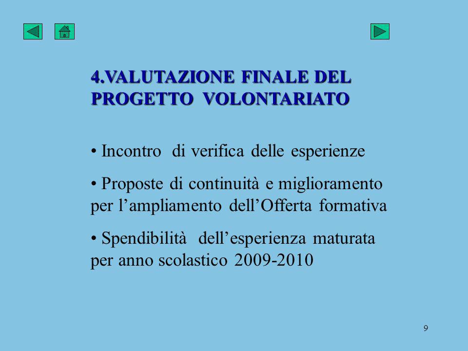 4.VALUTAZIONE FINALE DEL PROGETTO VOLONTARIATO