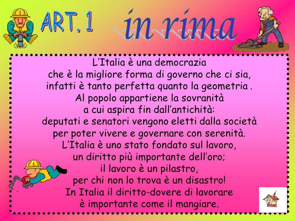 in rima ART. 1 L’Italia è una democrazia