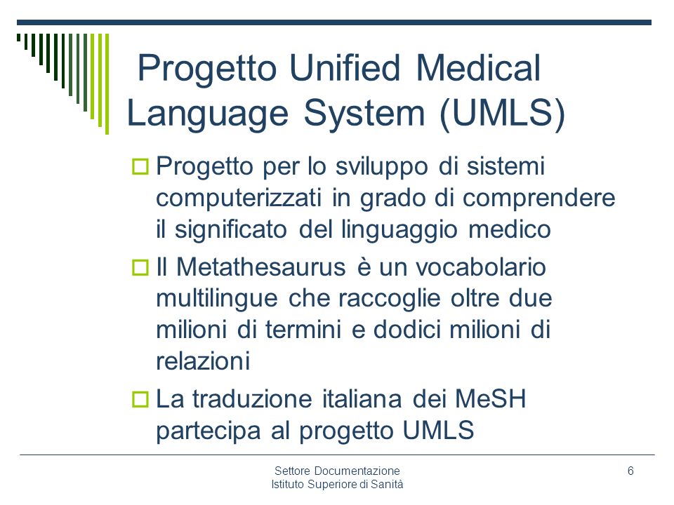 Progetto Unified Medical Language System (UMLS)