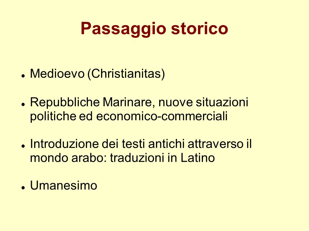 Passaggio storico Medioevo (Christianitas)‏