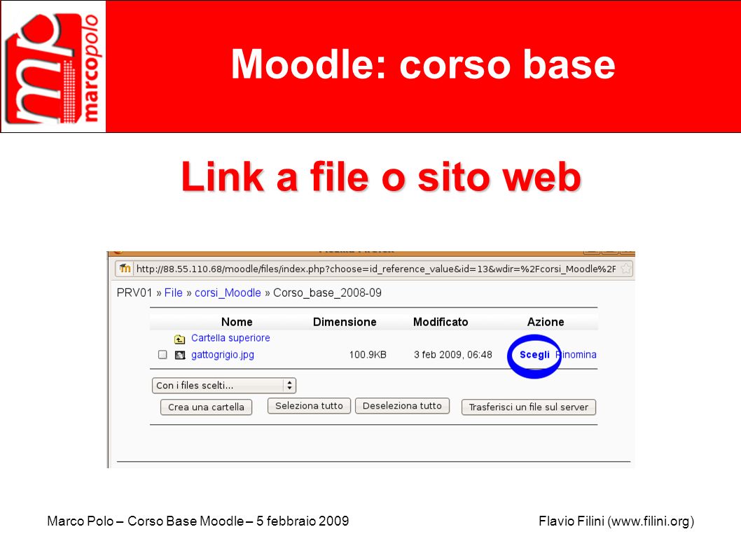 Moodle: corso base Link a file o sito web